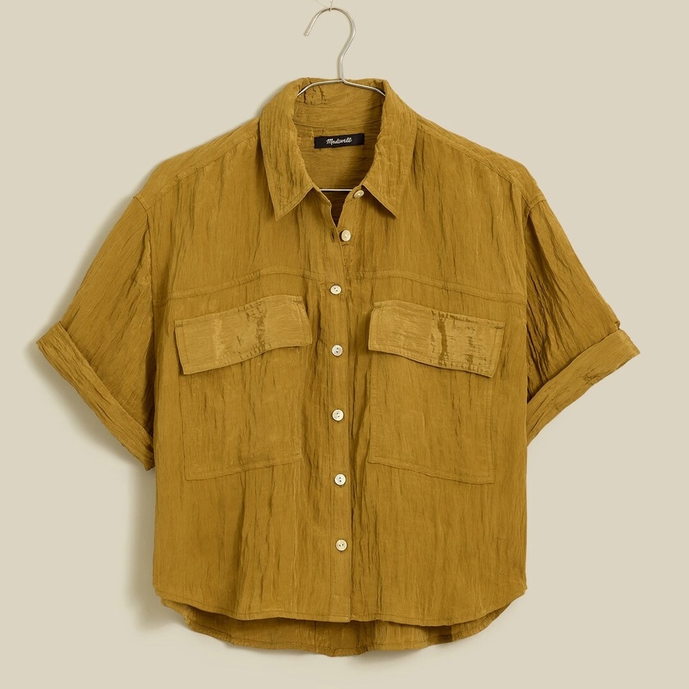 Madewell (2024) Crinkled Utility Button-Up Shirt size Small